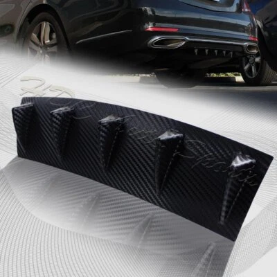 1 x Carbon Style Rear Lower Bumper Diffuser Fin Spoiler Lip Wing Splitter 23"x6" - Image 1 of 4