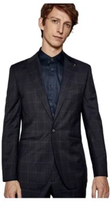 NWT Ted Baker Men's HUMMj Pashion Slim Fit Checker Jacket Navy 42R $775 O241 - Picture 1 of 1