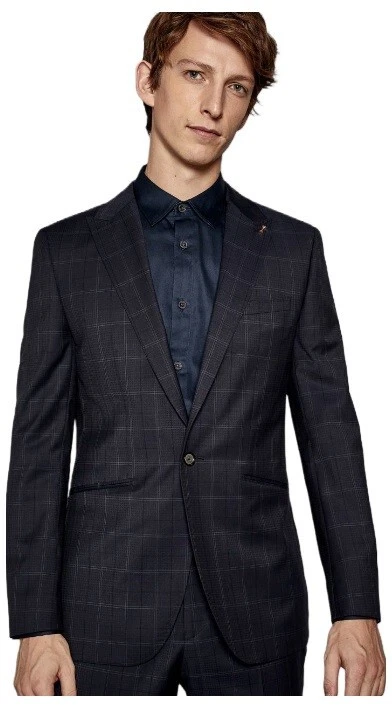 NWT Ted Baker Men's HUMMj Pashion Slim Fit Checker Jacket Navy 42R $775 O241 - Image 1 of 1
