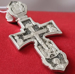 Hecho a mano Santos Apóstoles Reliquias Cristiano Ortodoxo Plata 925 Colgante Crucifijo - Imagen 1 de 5