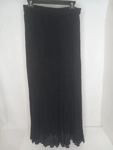 Amanda Smith Womens Skirt Size Medium Black Lined Pleated Crinkle Elastic Waist - Picture 1 of 8