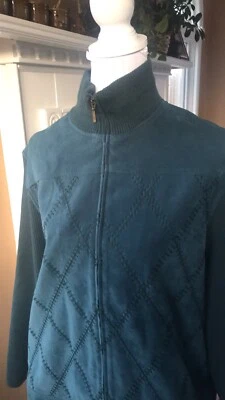 NEW Norton McNaughton Women's Jacket Size 16 Teal Stretch Faux Suede Zipper NWT - Image 1 of 4