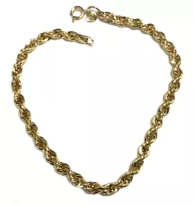 Danecraft Vermeil Gold over Sterling Silver 925 Rope Chain Bracelet 8-inch JE38 - Picture 1 of 6