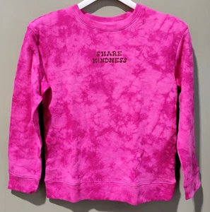 Cat & Jack Girls' Large 10/12 SHARE KINDNESS Hot Pink Tie Dye Terry Sweatshirt - Picture 1 of 5