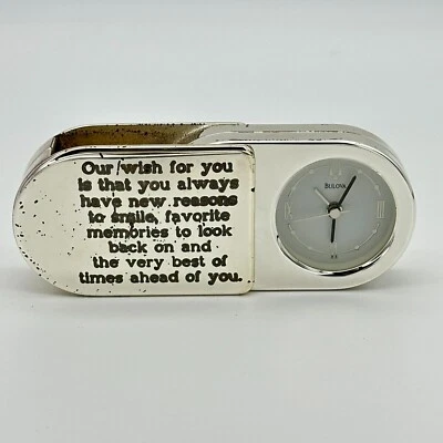 Vintage BULOVA Silver Tone Foldable Travel Quartz Alarm Clock, Runs (For Parts) - Image 1 of 4