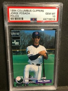 Jorge Posada 1994 Columbus Clippers Police Minors RC Card Graded PSA 10 GEM MINT - Picture 1 of 2