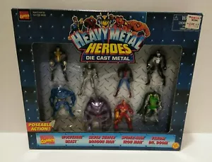 Marvel Heavy Metallic Heroes 8 Die Cast Metal Figures Toy Biz 1998 New Sealed - Bild 1 von 8
