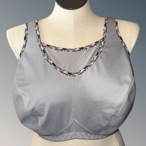 Glamorise Gray and Pink Sports Bra with Seamless Full-Coverage Design 46G - Picture 1 of 5