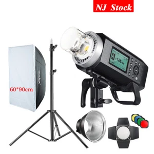 US Godox AD400Pro 2.4G TTL Flash Light+BD-04 Barndoor+60*90cm Softbox Stand Kit - Picture 1 of 12