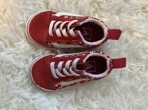 Vans Toddlers Old Skool  RED Checkerboard Toddler Size US 4 Shoes Sneakers EUC