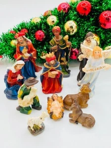New Nativity Scene Set Christmas Small Manger Baby Jesus Nacimiento 11pc Set - Picture 1 of 6