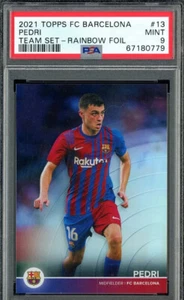 2021 Topps FC Barcelona Team Set Rainbow Foil #13 Pedri 132/275 PSA 9 MINT POP 1 - Picture 1 of 1