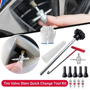 Quick Change Tire Valve Tool Kit Replacement with 5 TR413 Valve 4-Way Valve Tool - Picture 1 of 12
