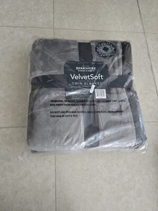 Berkshire VelvetSoft Blanket Twin Grey - Picture 1 of 2
