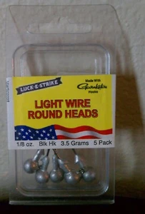 Gancho de pescado con cabeza de plantilla redonda cable de luz Luck E Strike, liso, 1/8 oz., paquete de 5  - Imagen 1 de 2