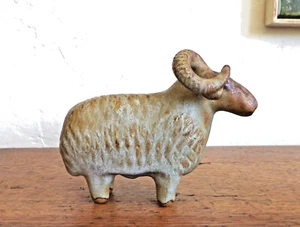 MCM RAM Sheep POTTERY Vase FIGURE Attr Aldo Londi Bitossi 6"x4.5" Clay Sculpture - Picture 1 of 9