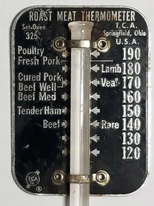 Vtg Roast Meat & Poultry Thermometer TCA Co Springfield Ohio USA Glass Aluminum - Picture 1 of 6