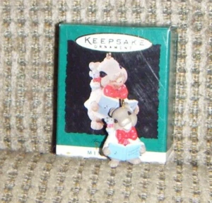 1995 FRIENDSHIP DUET MINI ORNAMENT Hallmark Miniatures Bunny & Mouse Mint in Box - Bild 1 von 1