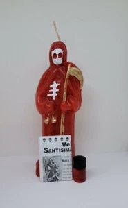 VELA SANTA MUERTE ROJA PARA DOMINAR A TU AMADO ACEITE E INSTRUCCIONES INCLUIDAS - Picture 1 of 3