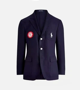 NEU RALPH LAUREN Damen Blau Marineblue 100% Wolle Olympiamannschaft Blazer Jacke - Bild 1 von 9