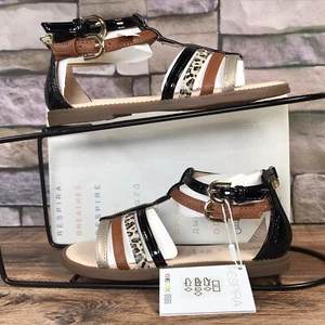 Geox Karly Girls Strappy Gladiator Black Caramel Sandals - UK 10 / EU 28 - New - Picture 1 of 24