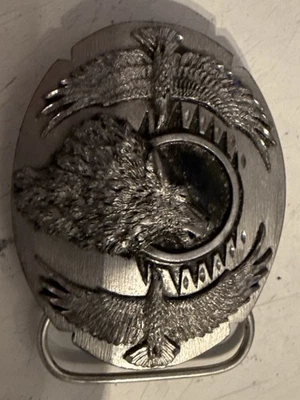 SISKIYOU HEBILLA DE CINTURÓN LOBO AULLANTE Y ÁGUILAS #F-9DC PELTRE VINTAGE 1995 Foto 1 de 4