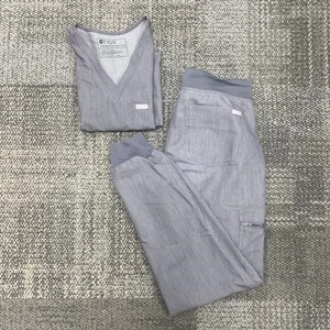 FIGS Women’s Graphite XS Zamora Joggers and XXS Catarina Top Scrubs Set Medical - Picture 1 of 9