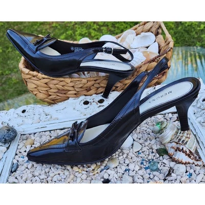 Zapatos de salón 8,5 MARRÓN de cuero con cordones punta de arco sirena teatro Foto 1 de 4