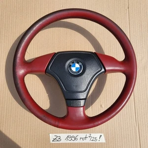 BMW E31 E34 E36 E39 Z3 Lenkrad 1093354 Leder Lenker Rot + Fahrer Airbagmodul - Bild 1 von 12
