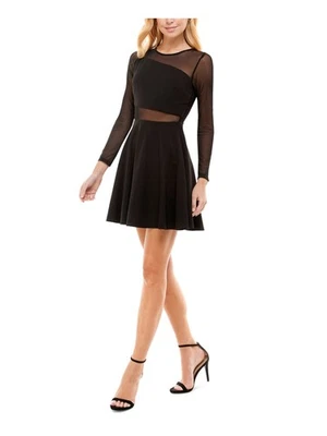 CITY STUDIO Womens Long Sleeve Mini Party Fit + Flare Dress - Image 1 of 4
