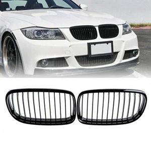 For BMW E90 E91 2009-2011 325i 328i 335i Glossy Black Kidney Grill Grille - Picture 1 of 6