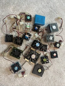 Bulk Lot 17 QTY Computer CPU Cooling Fans + 15 Heat-sinks - Various Brands - Picture 1 of 10