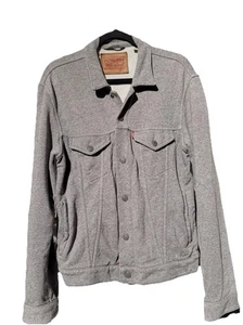 Levi's French Terry Trucker Soft Snap Jacket Men’s Grey Wolf Liam Dunbar Size M - Picture 1 of 10
