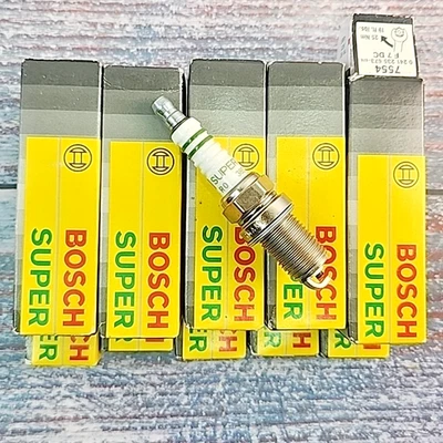 10x Bosch Super 7554 F7DC 0241235673 Fits Audi Mercedes-Benz Copper Spark Plugs - Image 1 of 4