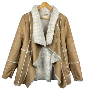 Tree of Life Faux Fur Lined/Trim Medium Womens Coat Biege/Cream Boho Festival - Picture 1 of 10