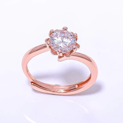 Anillo enchapado en oro rosa joyería con piedras preciosas de topacio blanco (7_2) Foto 1 de 4