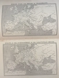 1877 Antique Folding Map – Europe Under Charlemagne & Post-Carolingian Empire - Picture 1 of 7