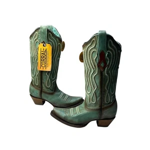 NEW Corral C3870 Women's TURQUOISE Embroidered Western Boots Snip Toe Size 6.5M - Picture 1 of 10