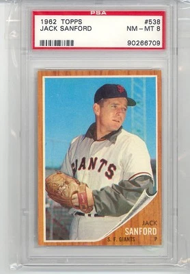 1962 Topps Jack Sanford (High Number Series) (#538) PSA8 PSA - Image 1 of 2