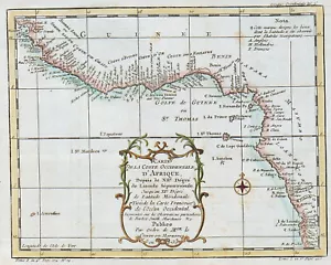 GULF OF GUINEA "Carte de la coste Occidentale d'Afrique" 1740-60 BELLIN - Picture 1 of 7