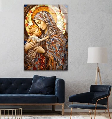 Jesus and Virgin Mary Glass Wall Art - Image 1 of 4