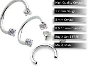 Anillo labial pendiente cartílago aro perforación herradura cristal circón cúbico - Imagen 1 de 12