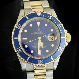 Orologio Rolex Submariner Data da uomo oro giallo 18k e acciaio lunetta quadrante blu 16613 - Foto 1 di 5