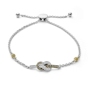 Brazalete Bolo Diamante Nudo Dos Tonos LAGOS Newport Plata de Ley - Imagen 1 de 5