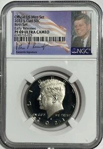 2021 S PROOF Clad Kennedy NGC PF69 Ucam ER Birth Set Portrait Label 50c Half - Picture 1 of 3
