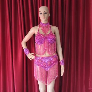 Da NeeNa R33 Flor Dama Showgirl Concurso Salsa Latina Baile Sujetador Falda M - Imagen 1 de 4