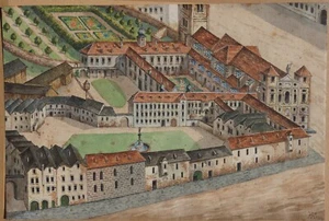 Wien, Freyung, Schottenstift, Aquarell, Tusche, 1804, nach Vischer - Bild 1 von 7