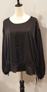Eloquii Damen Bluse schwarz Ballonärmel elastischer Kordelzug Taille 20 - Bild 1 von 9