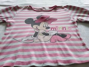 Disney- Shirt-Rosa-Weiß - Gestreift-Langarm-Größe 86