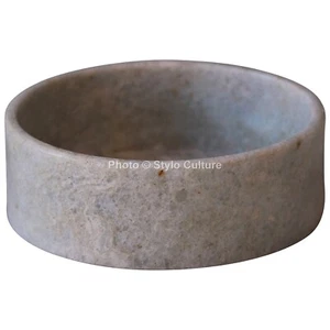 Indian White Round Decorative Marble Tray Scented Candle Bedroom Utility Tray - Picture 1 of 4